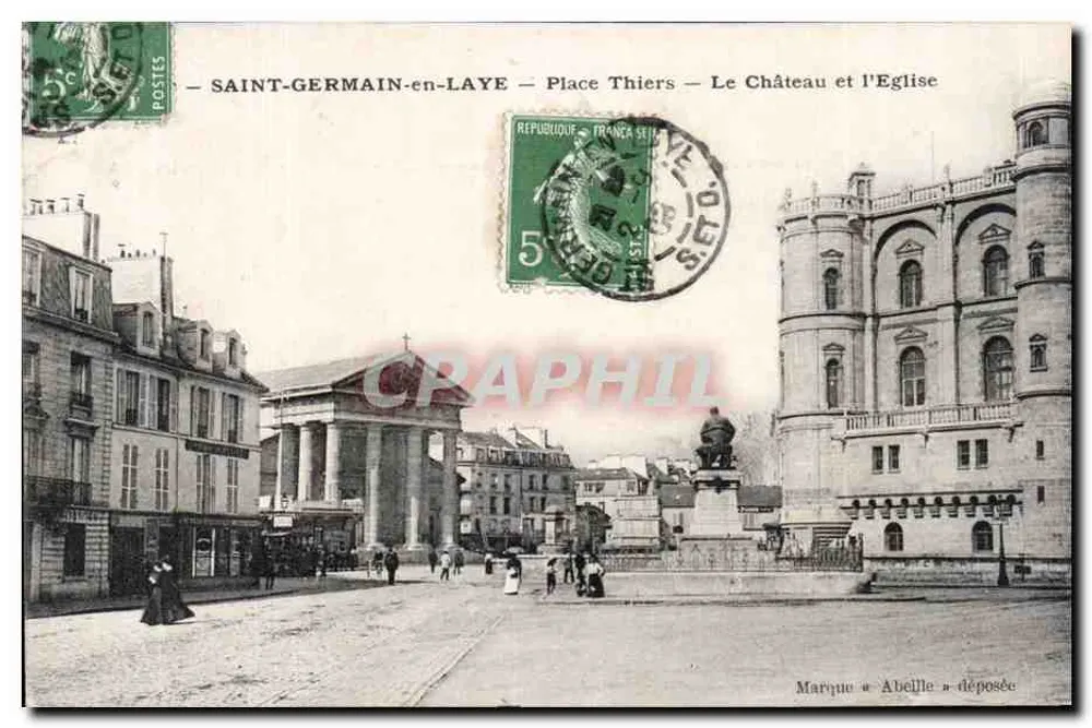 SAINT-GERMAIN-en-LAYE — Place Thiers — Schloss und Kirche — Markenrecht « Abeille » angemeldet - Vorderseite