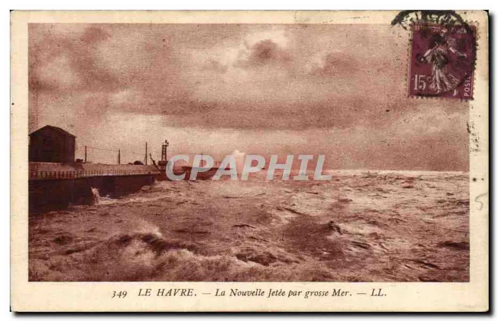 Le Havre — La Nouvelle Jetée par grosse Mer — LL. n° 349 - Vorderseite