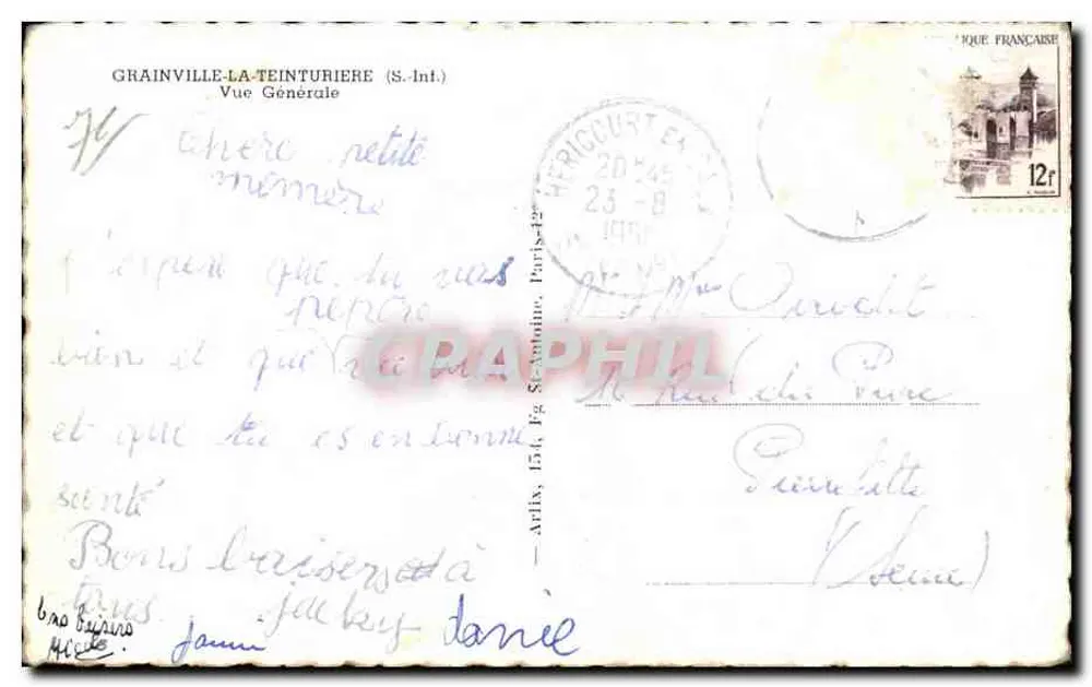 Grainville-la-Teinturière — Vista Geral — editor desconhecido - Verso