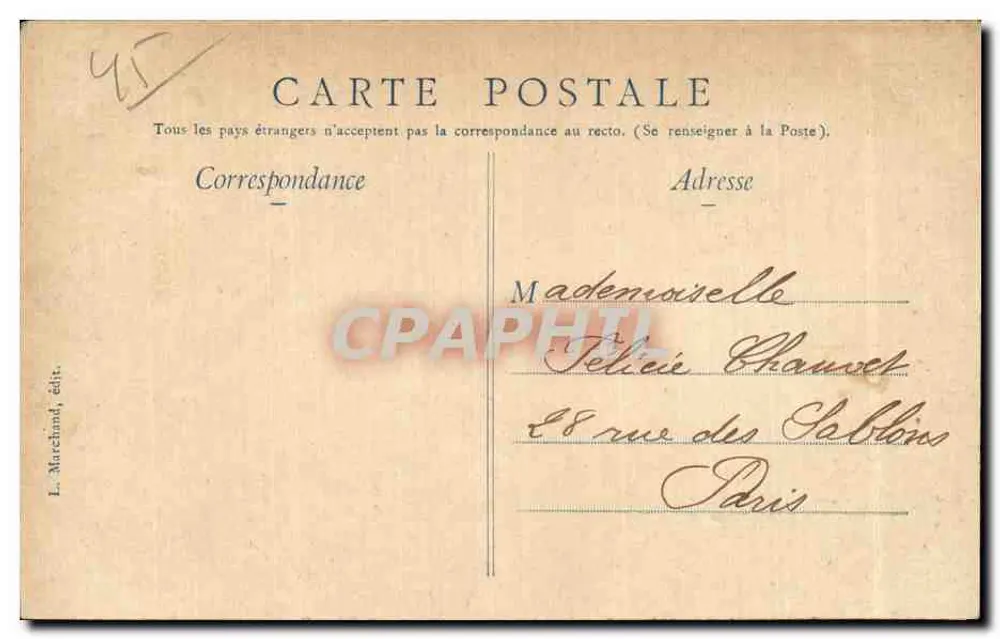 Gien à Noite — Vista Geral — L. Marchand, editor n° A9 - Verso