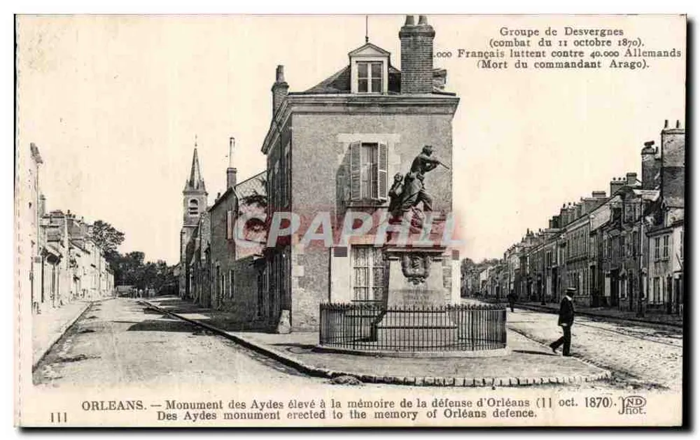 Orléans — Monument das Aydes erguido em memória da defesa de Orléans (11 out. 1870) — Neulien Frères, Paris - Frente