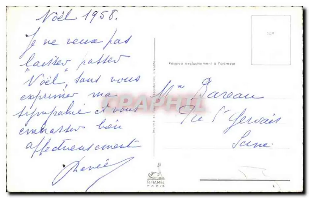 Weihnachtsstiefel mit Efeu dekoriert — D. HAMEL, Paris — Nr. 209 - Rückseite