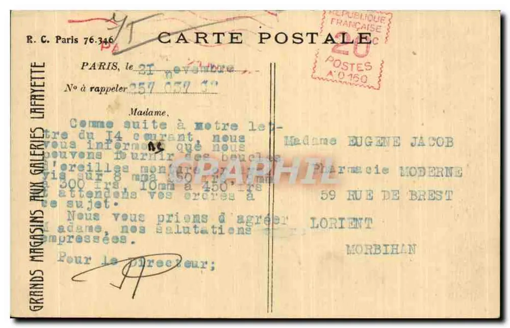Paris — La Rue Scribe — éditeur : La Rue Scribe - Verso