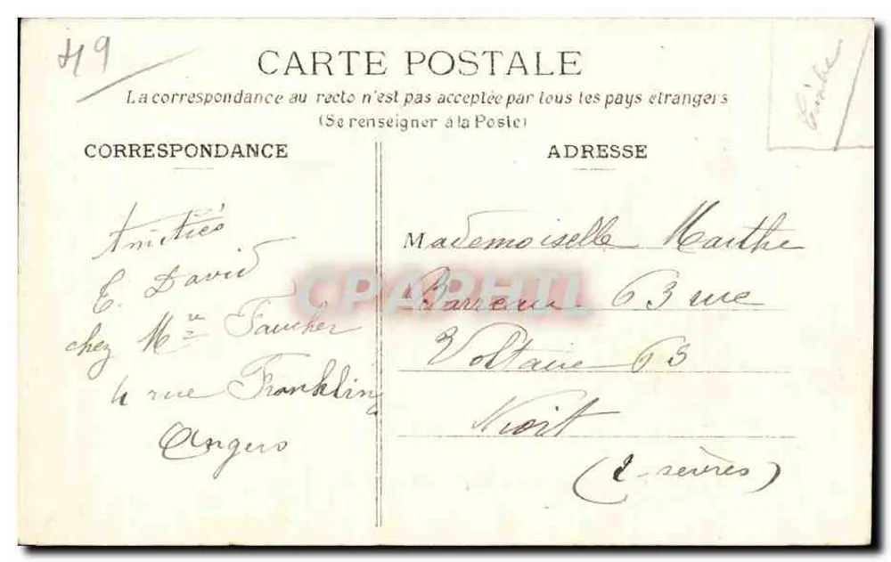 Angers — Quai do Rei da Polônia — R. Rivière, foto, Angers - Verso