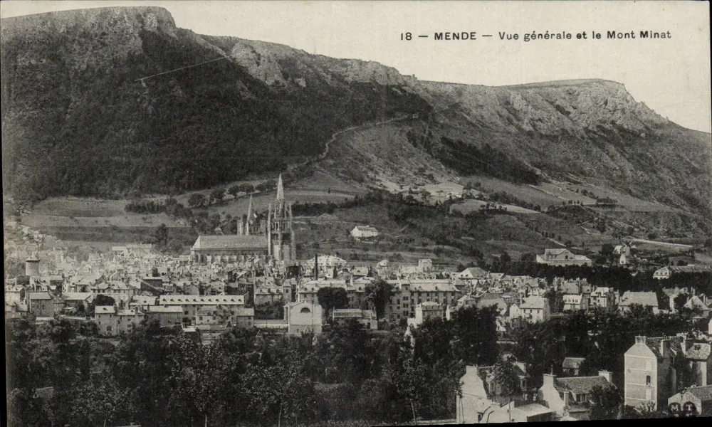 Mende — Vista geral e o Monte Minat — editor desconhecido, n° 18 - Frente
