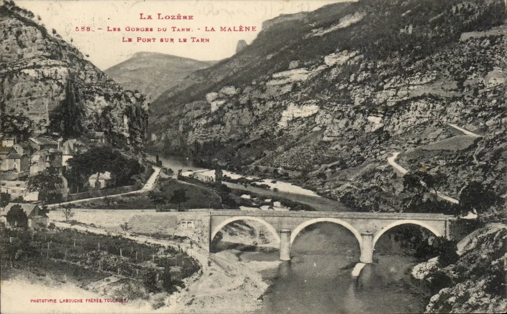As Gorges do Tarn - O Ponte sobre o Tarn — Fototipia Labouche Frères, Toulouse - Frente