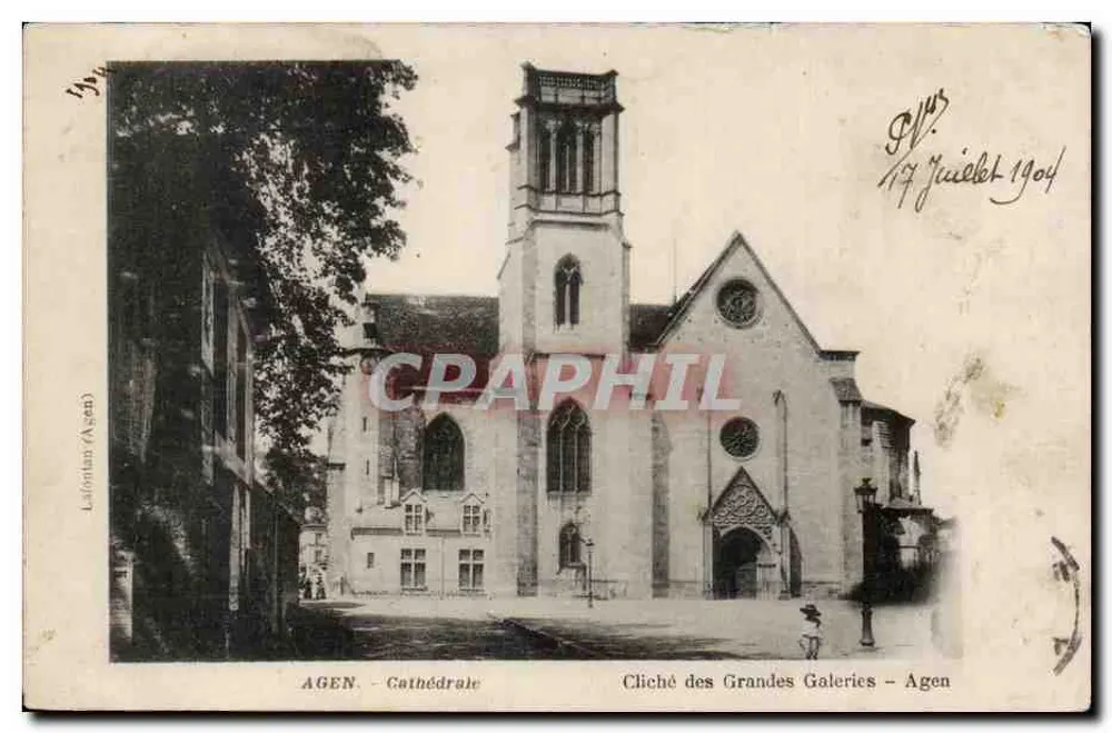 AGEN - Catedral — cliché das Grandes Galeries — editor Lefonlan (Agen) n° P.45 - Frente