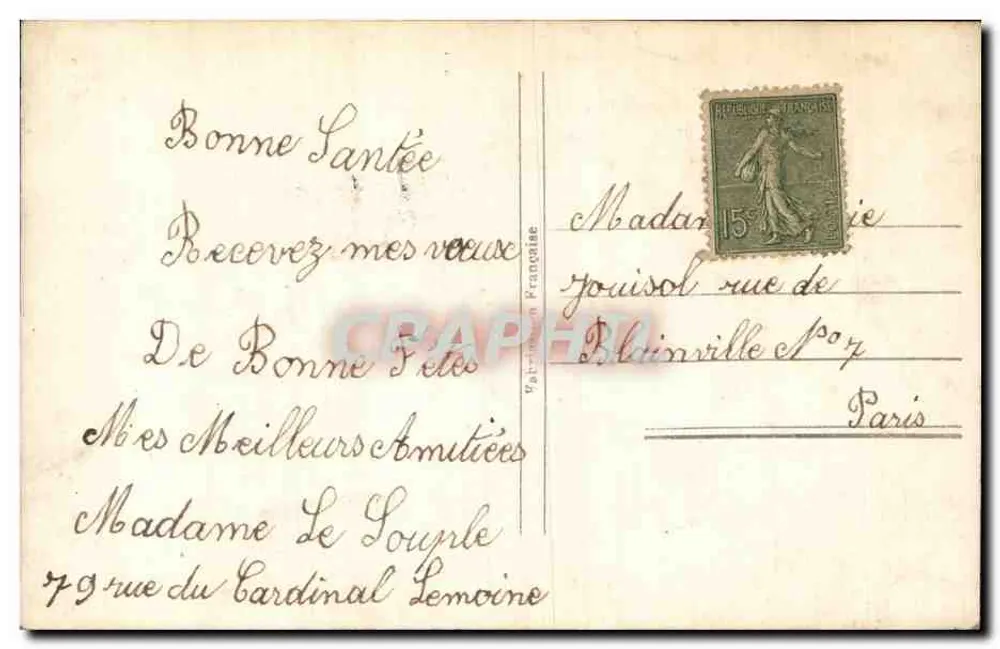 Blütenstrauß — Frohe Geburtstagskarte — Verlag: Éditions Françaises, n° 914 - Rückseite