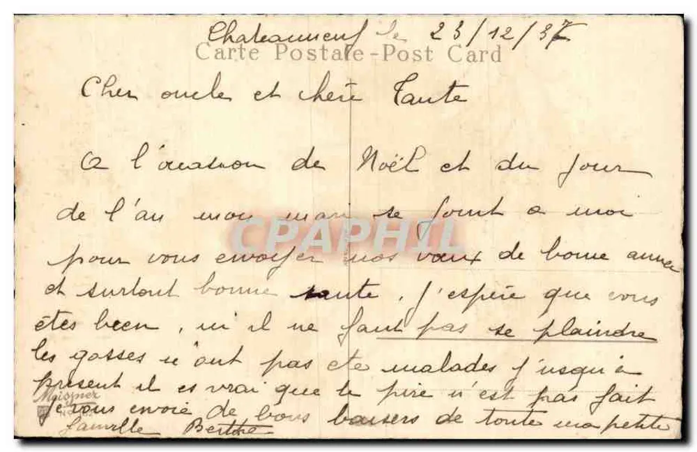 Arranjo de pivoines — Boa Ano — Carta postal - Verso