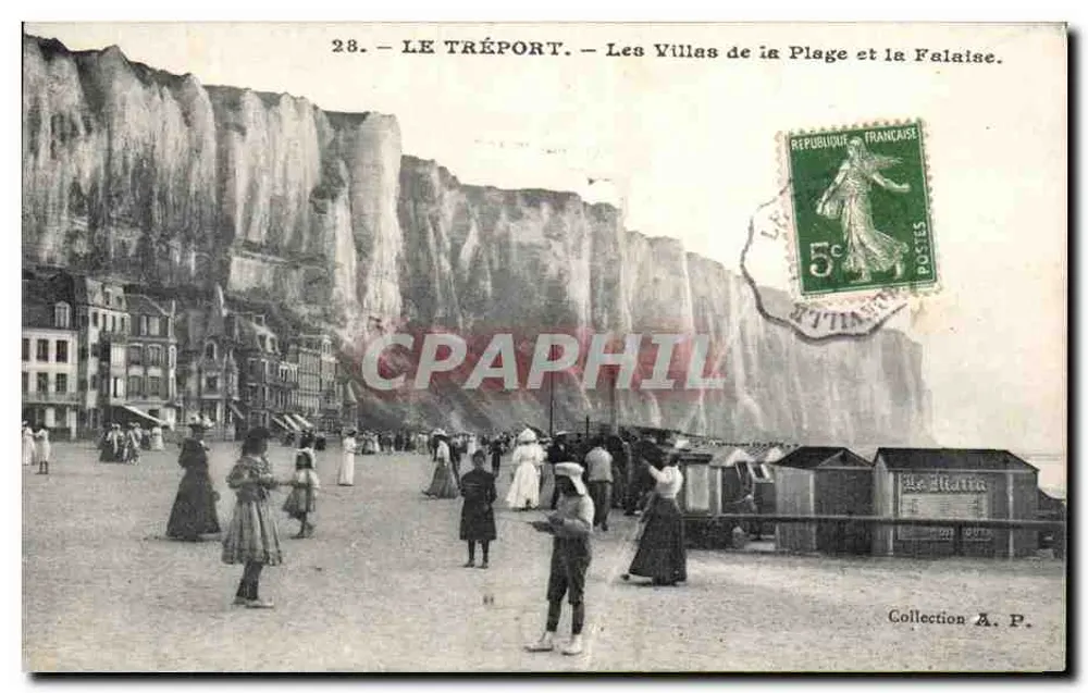 Le Tréport — Die Villen am Strand und der Felsen — Sammlung A. P. - Vorderseite