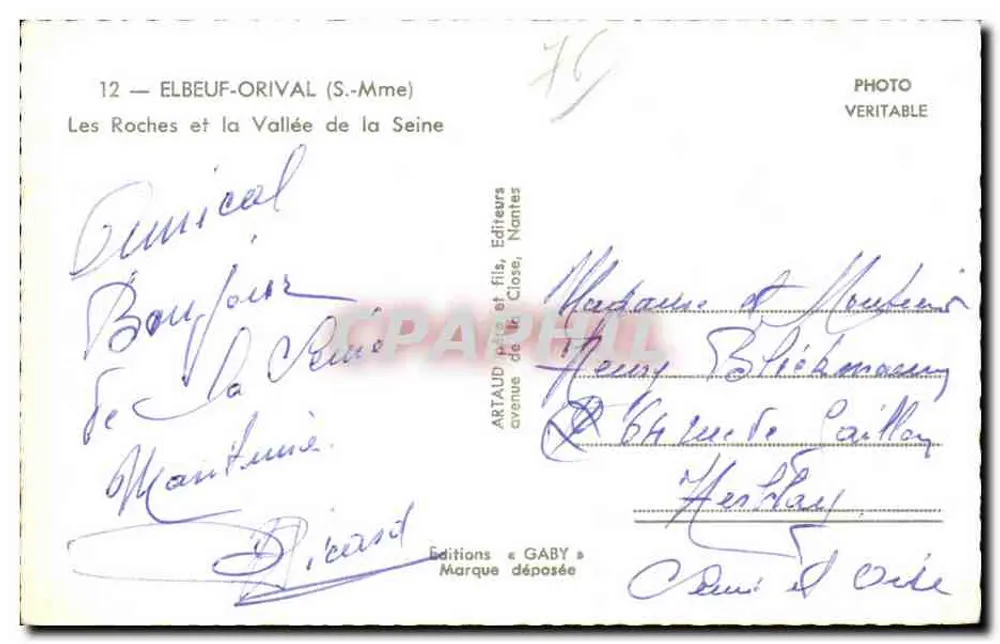 Elbeuf-Orival — Die Felsen und das Tal der Seine — Éditions Gaby - Rückseite