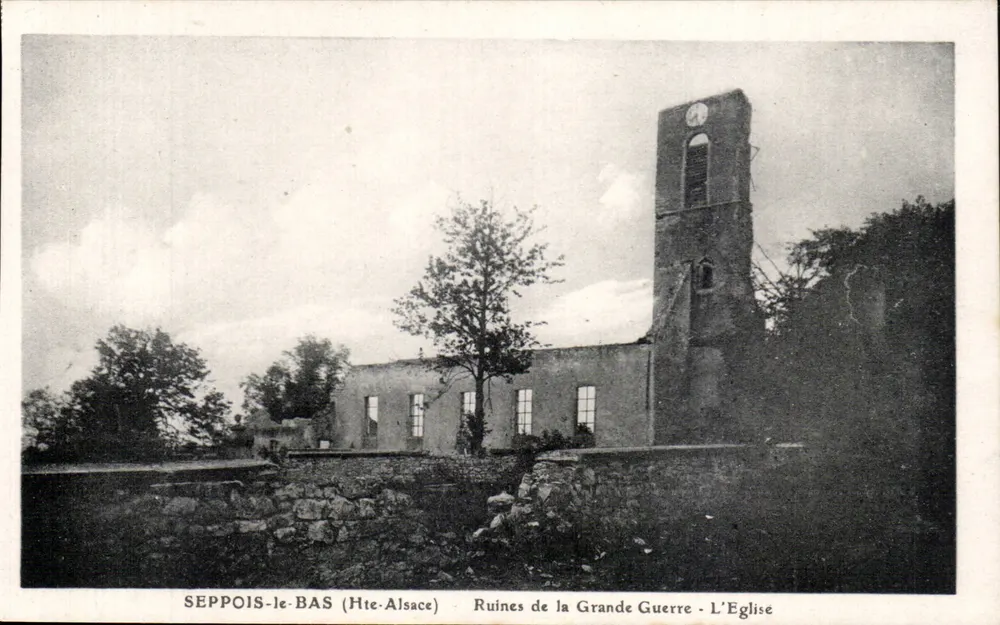 SEPPPOIS-le-BAS (Hte-Alsace) — Ruinen des Ersten Weltkriegs — Die Kirche - Vorderseite