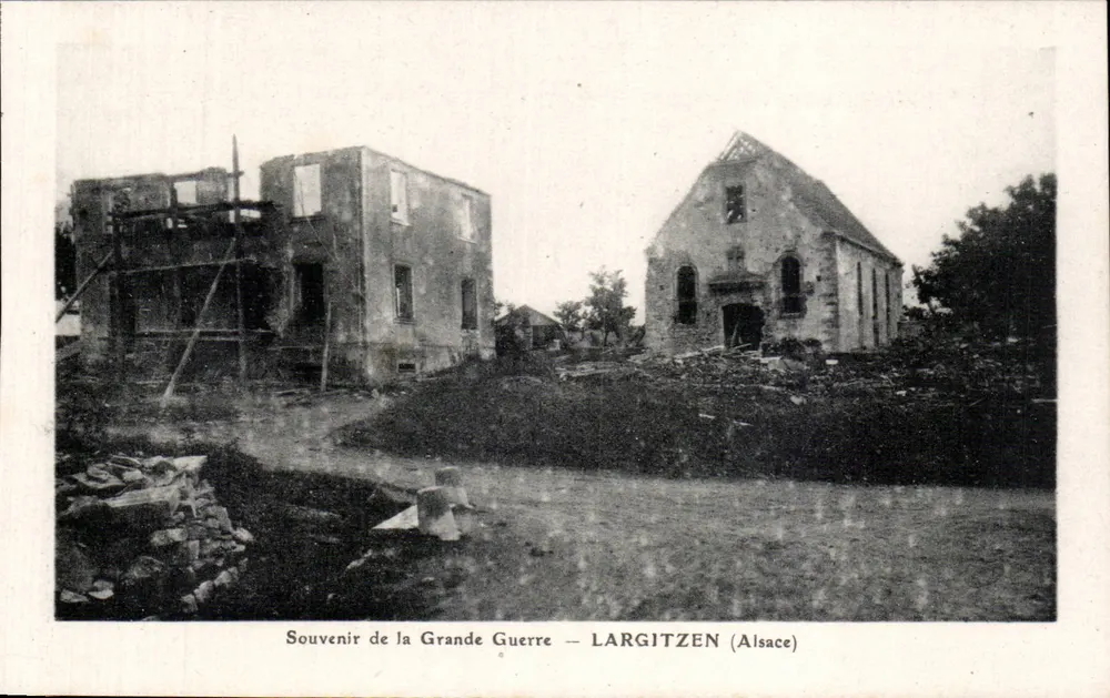 Largitzen (Alsácia) — Lembrança da Grande Guerra — J. Kunz edit., Soultz-Gauewiller - Frente
