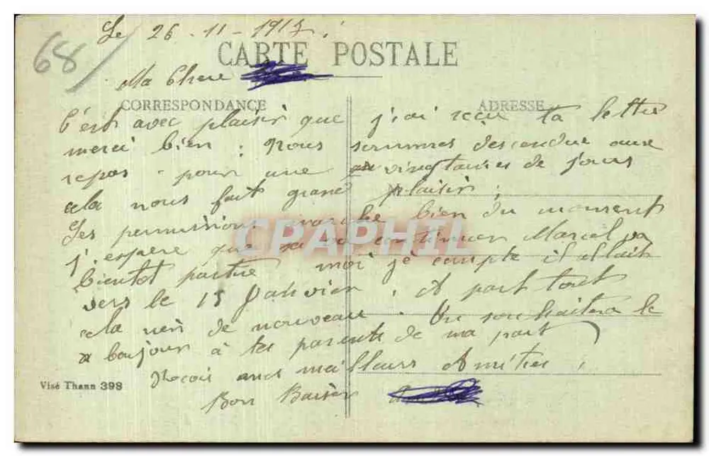 Thann - Destillerie Heckmann, bombardiert am 7. und 14. Januar, 14. Mai, 8. und 9. Juni und 25. Dezember 1915 — Verlag Staher - Rückseite