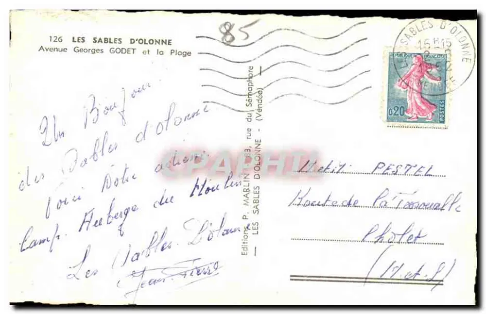 Les Sables d'Olonne — Avenue Georges Godet und die Strandpromenade — Éditions P. Marlin - Rückseite
