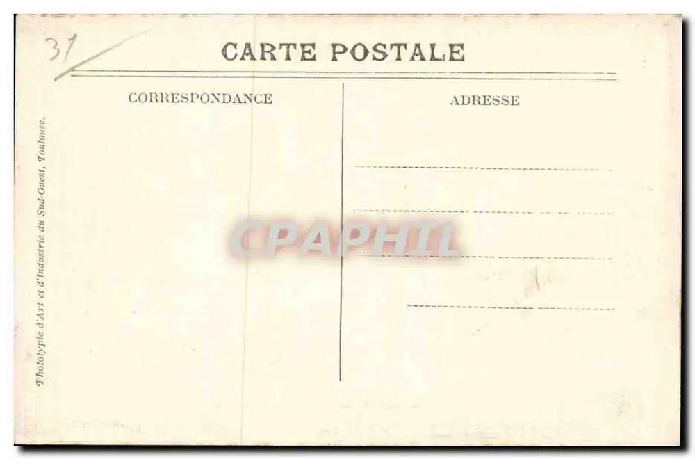 Toulouse — Sparkasse und Rue du Languedoc — Verlag Phototypie d'Art et d'Industrie du Sud-Ouest - Rückseite