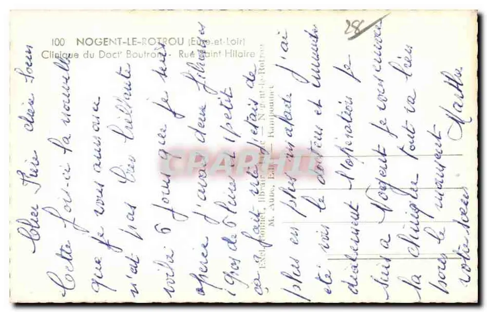 Klinik des Herrn Boutroux — Nogent-le-Rotrou — Éditeur Ex. Aupes, Éditeur - Rückseite