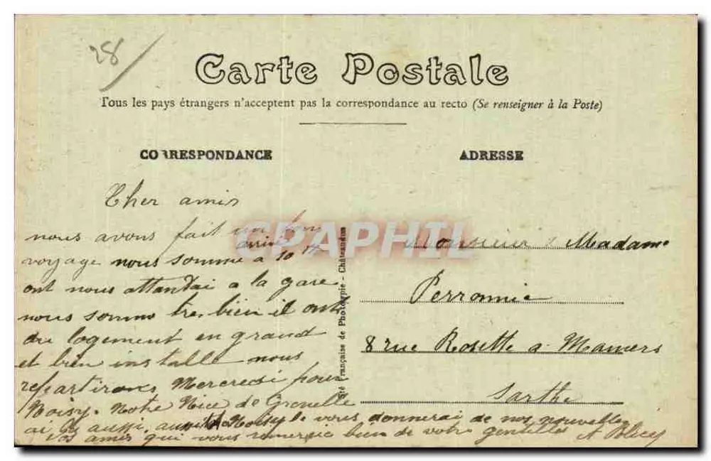 Châteaudun — Die Mail-Abstieg und die Loir-Tal — Vintage Postcard No. 65 - Rückseite