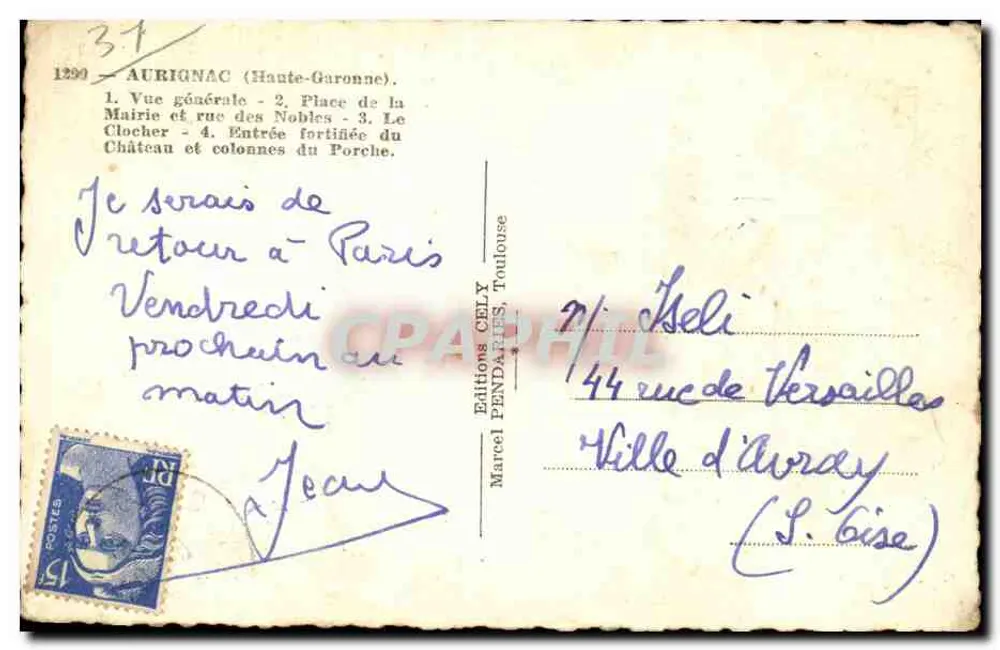 Aurignac — Aurignac Hafızası — PENDARIES Yayımları, Toulouse - Arka yüz
