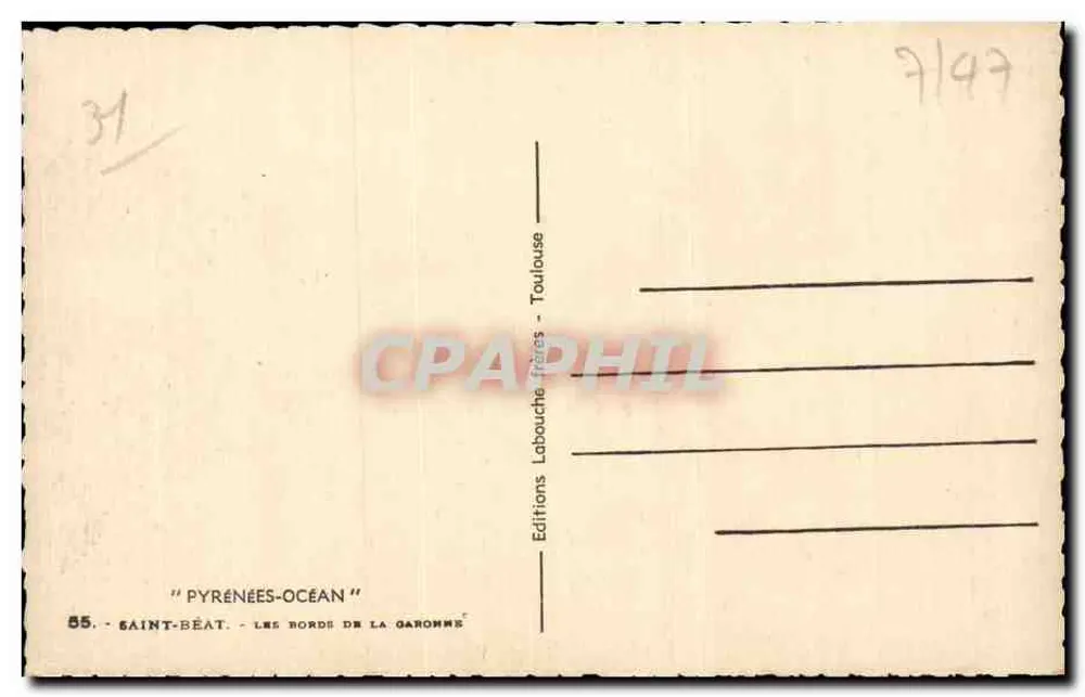 Saint-Béat — As margens da Garonne — Edições Labouche-Frères, Toulouse - Verso