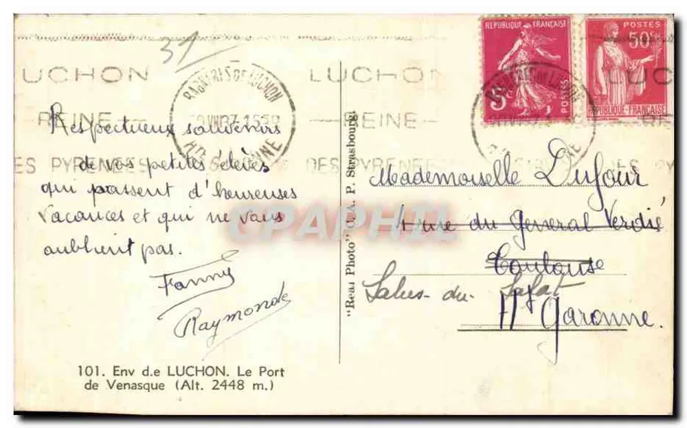 Caminho entre falésias — Luchon — Foto A.P. Stensbourg n°101 - Verso