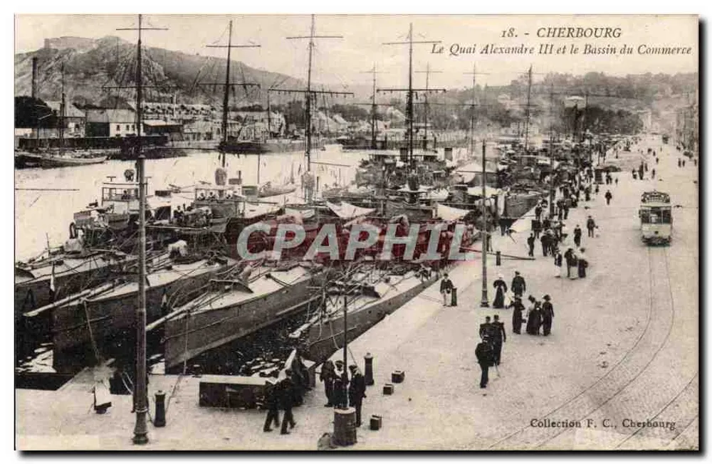 Cherbourg — Ansicht des Quais Alexandre III und des Bassin du Commerce — Sammlung F. C., Cherbourg - Vorderseite