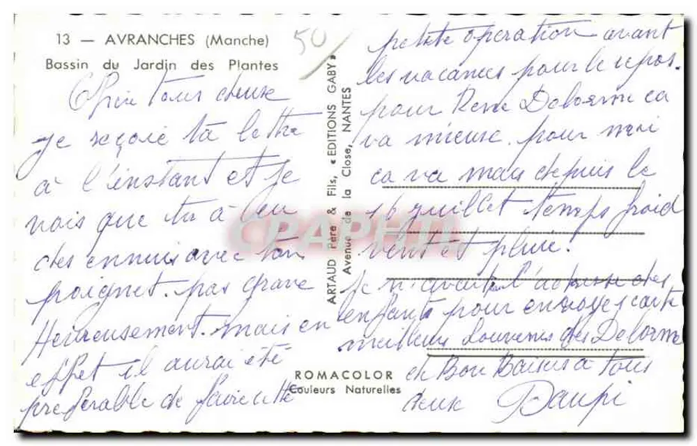 Bassin du Jardin des Plantes — Avranches (Manche) — Éditions Gaby - Rückseite