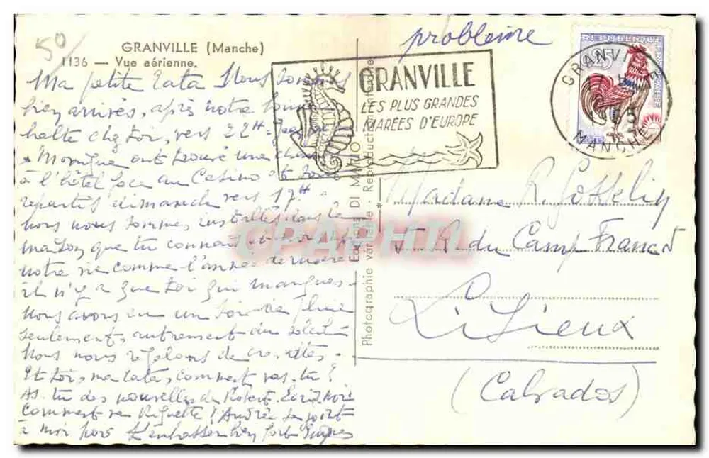 Granville (Manche) — Vista aérea — Editor Roy, n° 1136 - Verso