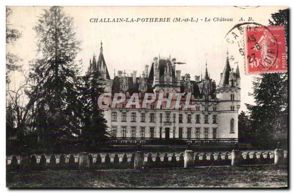 Challain-la-Potherie (M.-et-L.) — O Castelo — Fototipo A. B. Angers - Frente