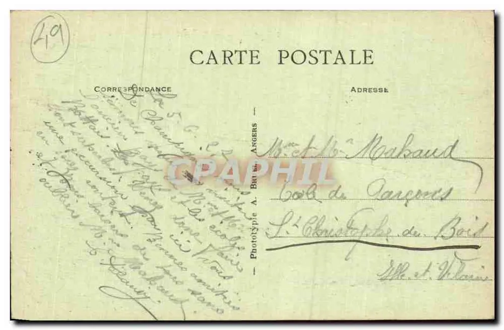 Challain-la-Potherie (M.-et-L.) — O Castelo — Fototipo A. B. Angers - Verso