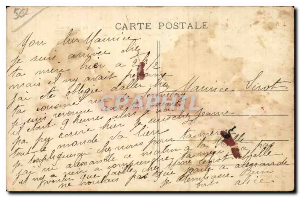 Cherbourg (Manche) — Kai von Caligny und Avant-Port du Commerce — Im Hintergrund, Berg und Fort du Roule — Verleger O. A. V., Nr. 3443 - Rückseite