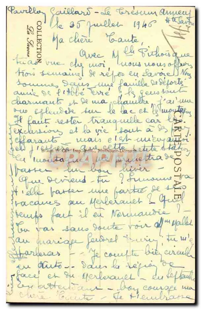 Lago de Annecy e Dentes de Lanfon — n°25007c - Verso