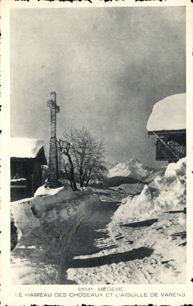 Das Dorf Choseaux und die Aiguille de Varens — Mégeve — Ausgabe von Braun & Cie, Dornach - Vorderseite