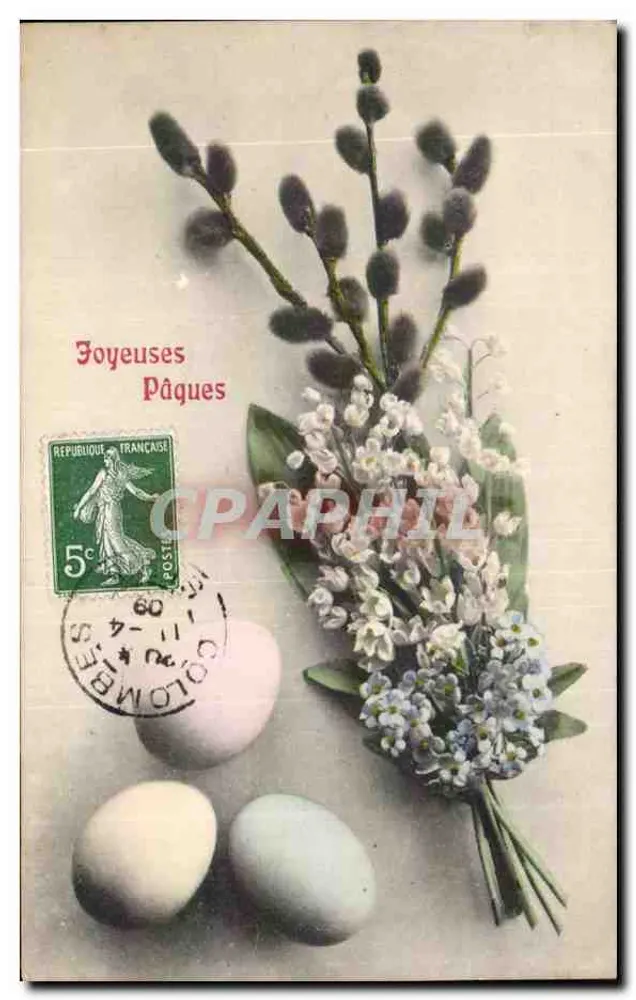 Blumen und Ostereier — Colombe — Serie 451 - Vorderseite