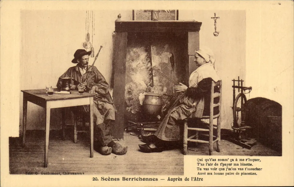 Berrichon-Szenen — Nahe dem Herd — Edit. G. Guillemont, Châteauroux - Vorderseite