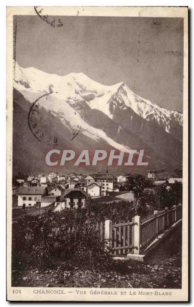 Chamonix — Vista Geral e O Mont-Blanc — Sarrus, Editor, Genebra, n°104 - Frente