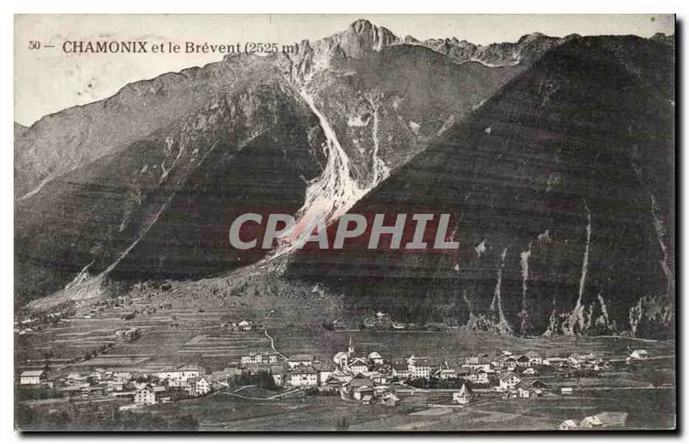Chamonix e o Brévent (2525 m) — vista panorâmica — série 50 - Frente