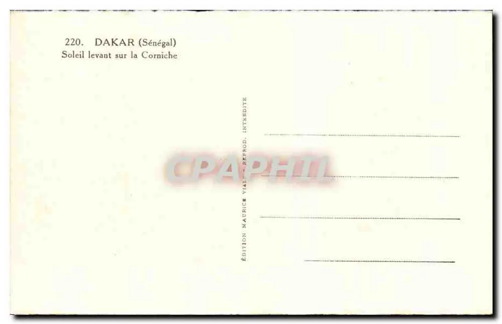 DAKAR (Senegal) — Sonnenaufgang über die Corniche — Edition Maurice Vial, Verboten - Rückseite