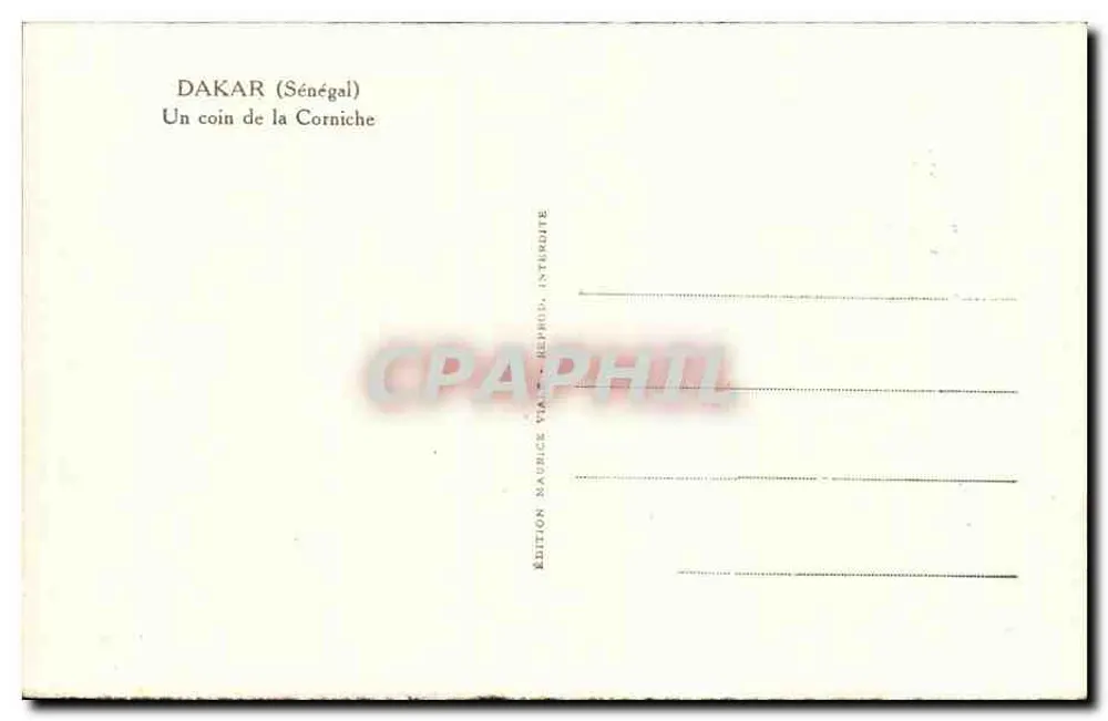 DAKAR (Senegal) — Ein Stück der Corniche — Edition Maurice Viau, Interdite - Rückseite