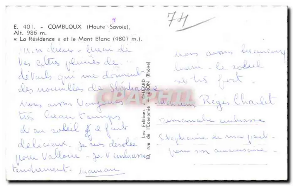 कोंब्लौ (हाउट-सैवोइ) — रेजिडेंस और माउंट ब्लैंक (4807 मीटर) — ले एडिशन्स ले एकोनोमी, लियोन - पीछे