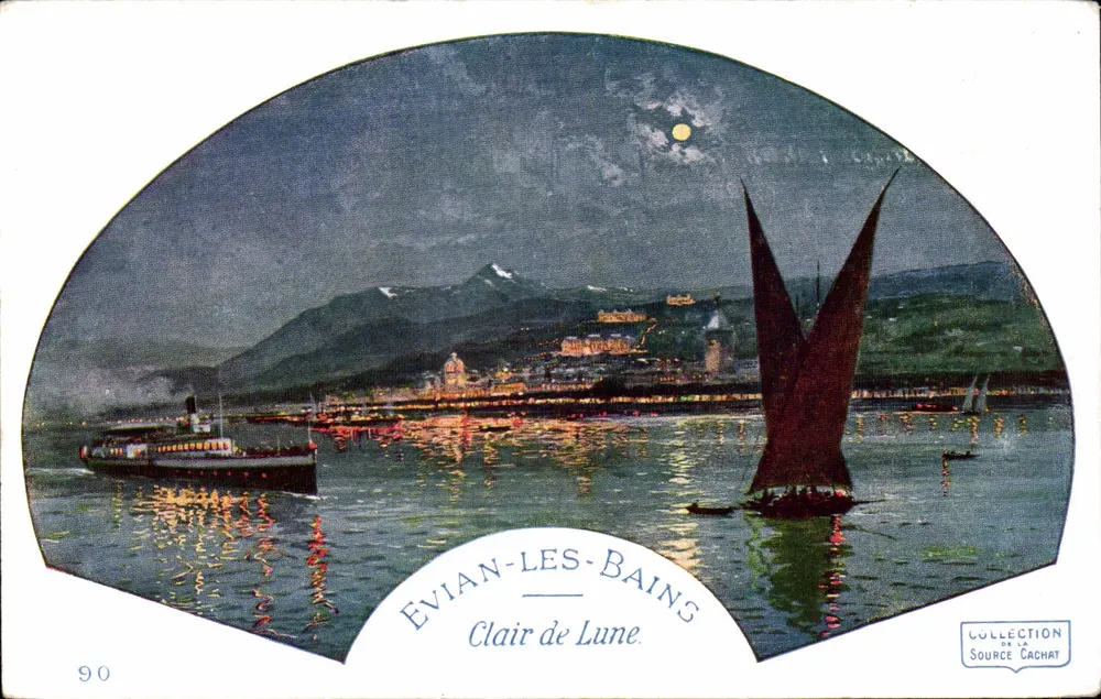Evian-les-Bains — Visão da Lua — Coleção da Fonte Cachat, n°90 - Frente