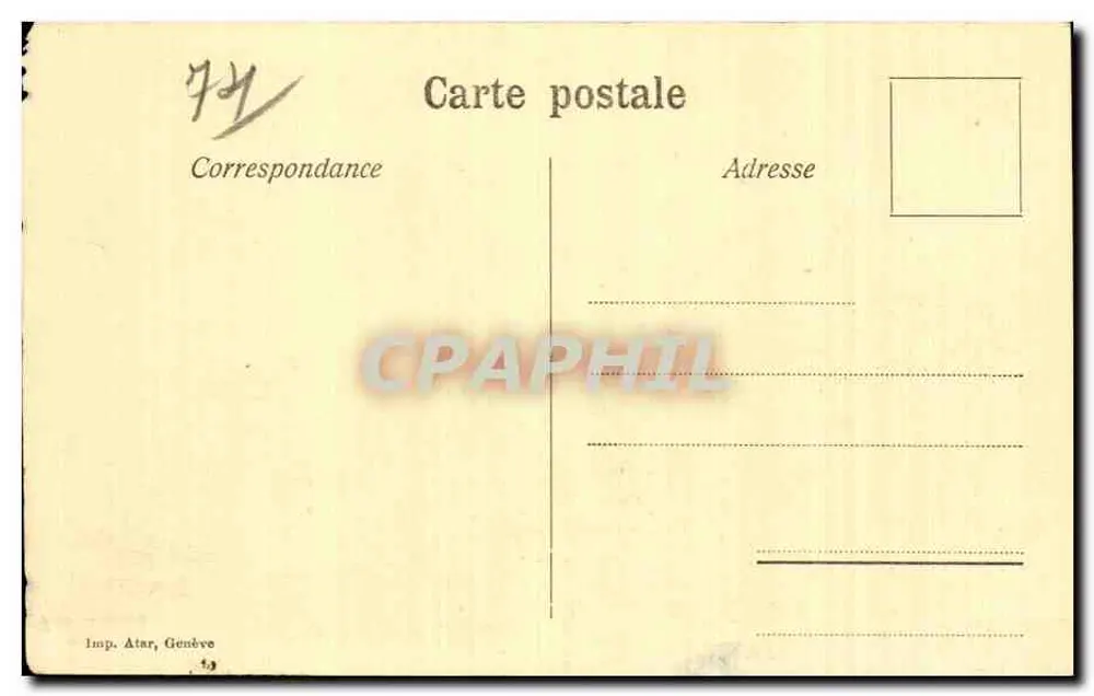 Le Port d'Evian — vista do porto com vapor e embarcações — Coleção de la Souvente à Chat, n° 66 - Verso