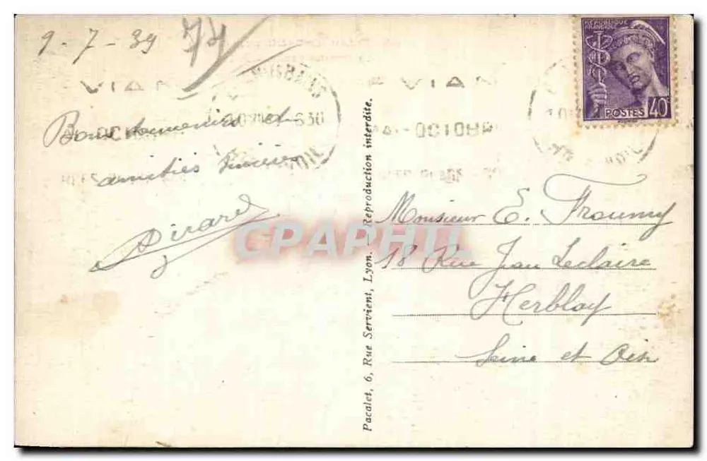 ÉVIAN-les-BAINS (Hte-Savoie) — A Buvette Cachat — P.L. n°119 - Verso