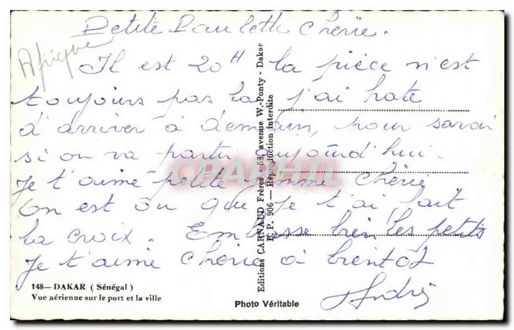 Dakar (Senegal) — Luftbild des Hafens und der Stadt — Editions Carnaud Frères - Rückseite
