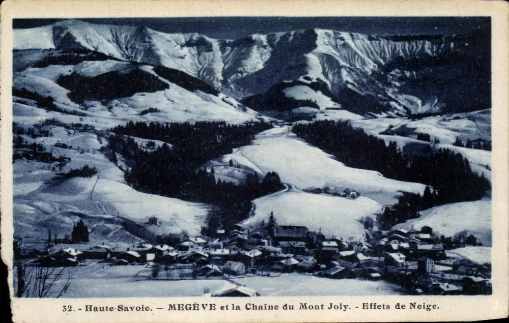 Megève und die Mont Joly-Kette — Schneeeffekte — L. Morand, Haute-Savoie - Vorderseite