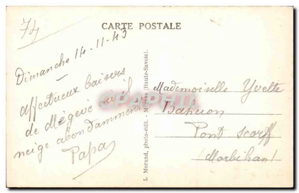 Mégeve et les Aiguilles du Mont Blanc — vue panoramique — L. Morand, photo-édit. Mégeve - Verso