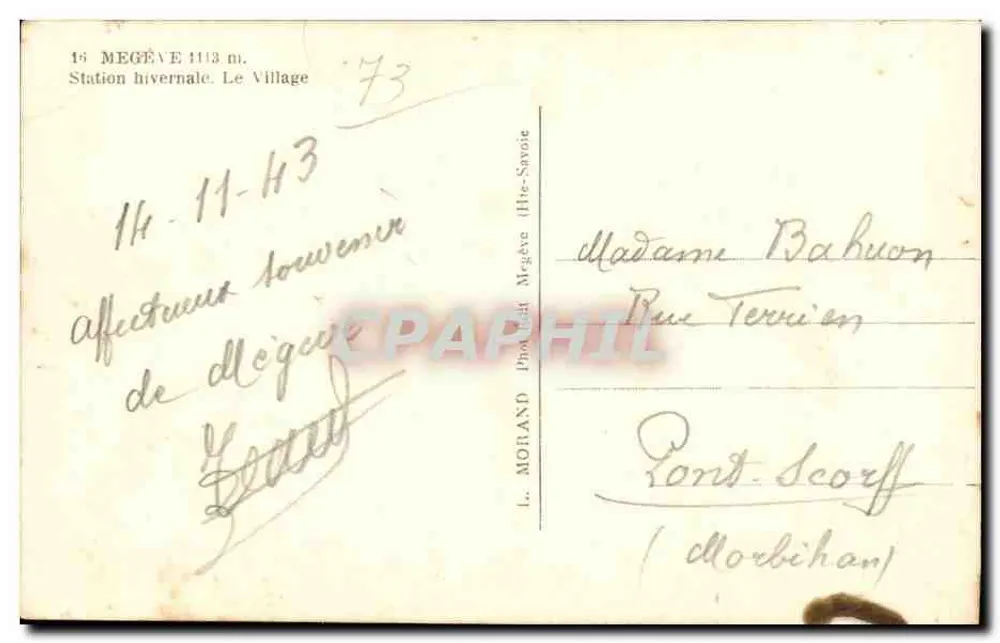Mégeve 1113 m. — Wintersportort. Das Dorf — L. Morand, Mégeve - Rückseite