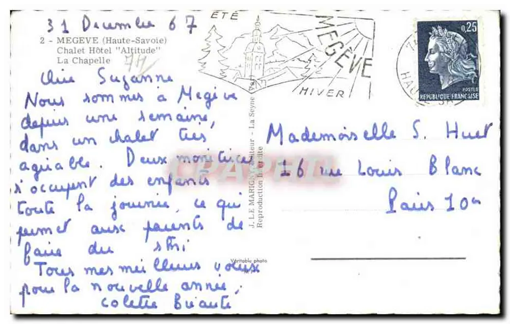 Schneekapelle — Mégeve — Verlag J. Le Marigot - Rückseite