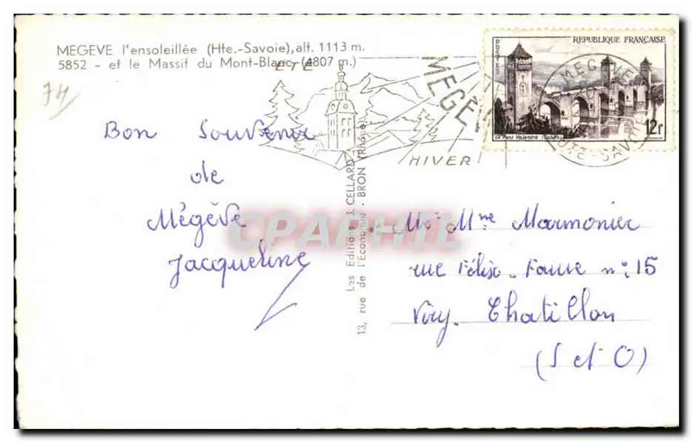 Mégève ensolarada — Paisagens da Saboia — Edição J. Cellard, Bron - Verso