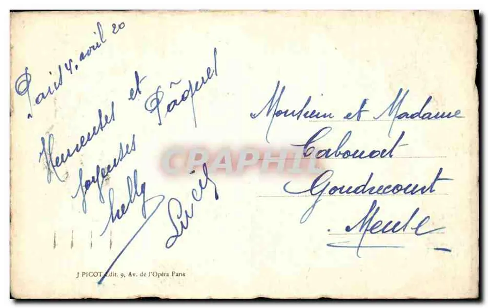 Pasen — Vleermuizen van Pasen — J. Picot, Av. de l'Opéra Parijs - Achterkant